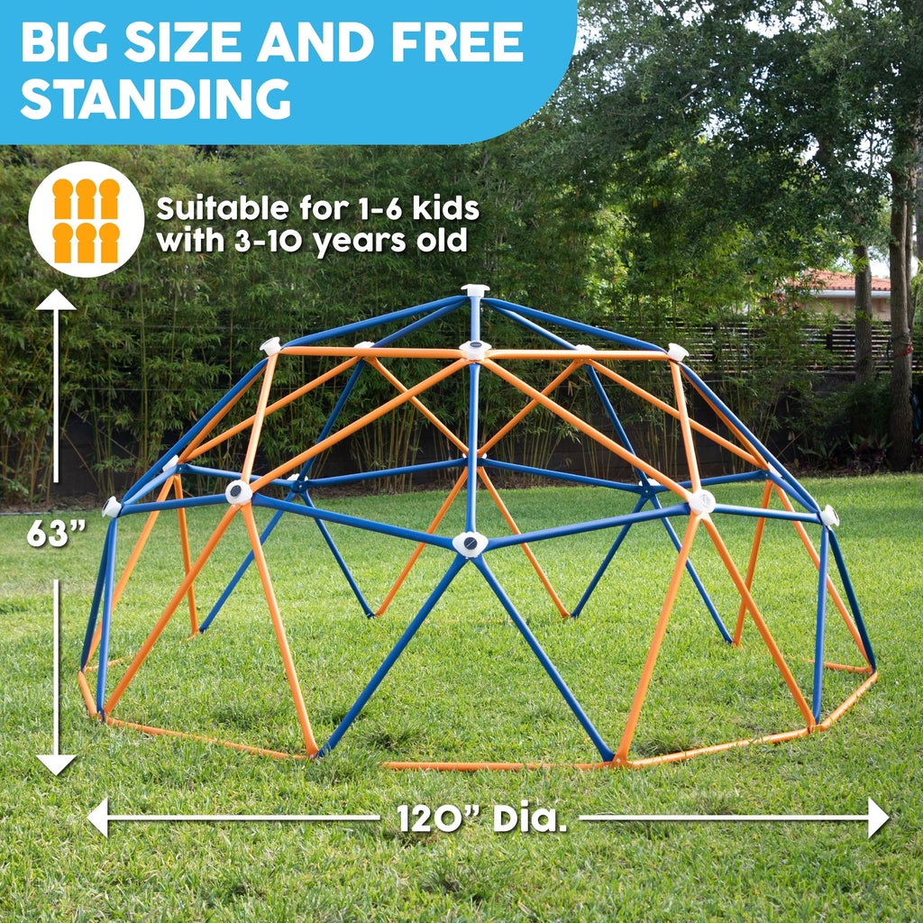 Big Sky 10’ Dome Climber Jungle Gym for Outdoor or Indoor Use with 16 Solar LED Lights and 16 Climbing Grips