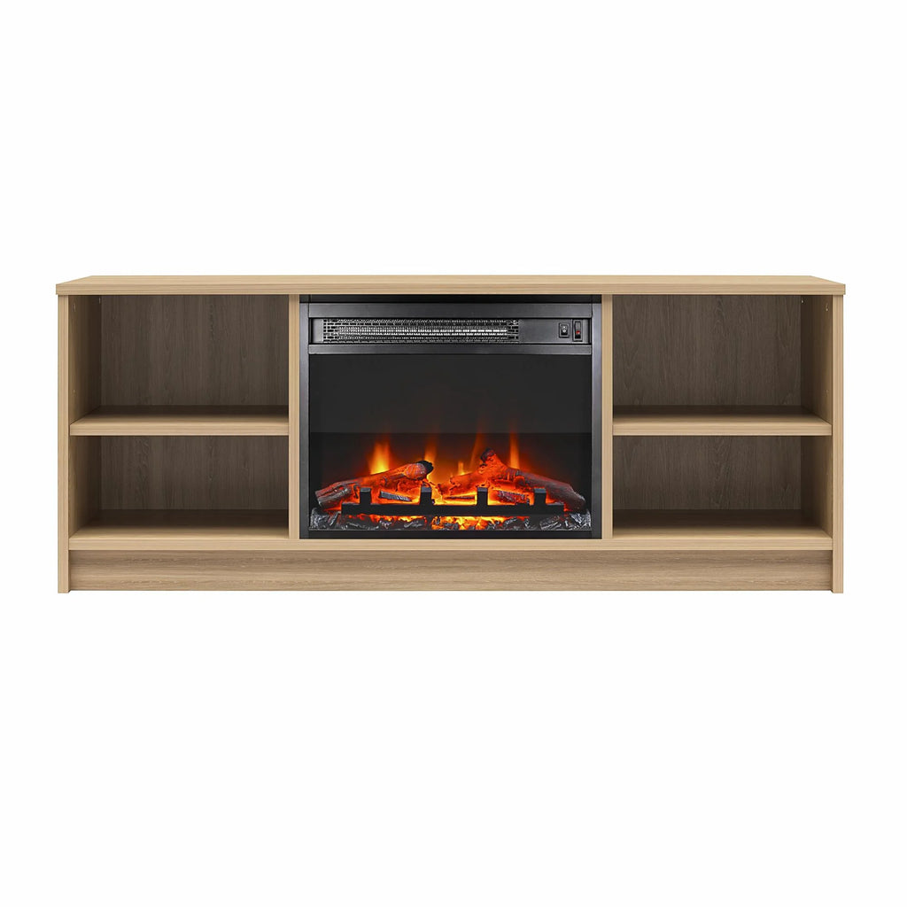 Mainstays Fireplace TV Stand, for TVs up to 55", Black Oak