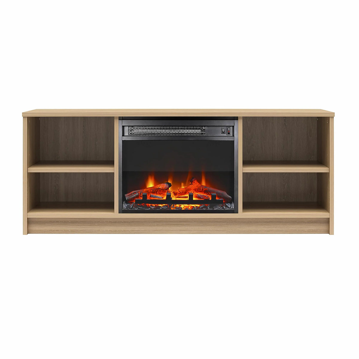 Mainstays Fireplace TV Stand, for TVs up to 55", Black Oak