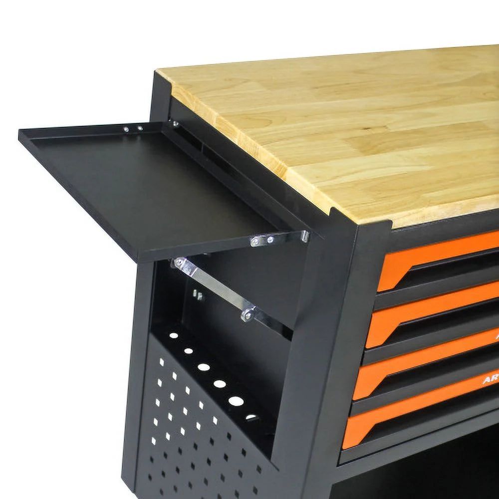 ARTMAN 4-Drawer Tool Cart with Wheels and Drawers ,Wood Top Tool Box Cart for Workshop Warehouse Garage