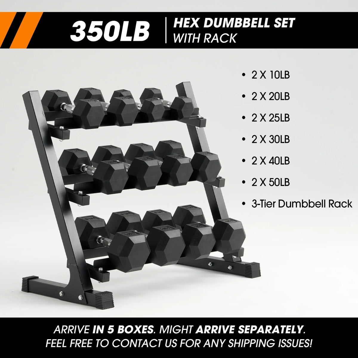 Mikolo Rubber Hex Dumbbell Set with Racks, Option in 450lbs, Strength Training Weight Set Home Gym