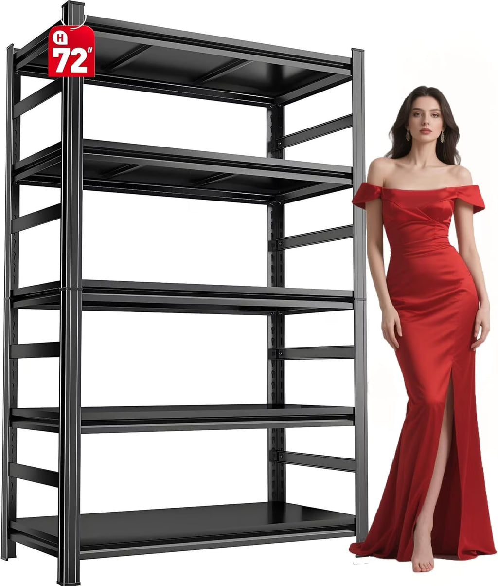 Garage Shelving 3500LBS Storage Shelves 5-Tier Adjustable Metal Shelving Units Garage Storage Shelves Heavy Duty for Industrial, Warehouse, Basement, Commercial, Black
