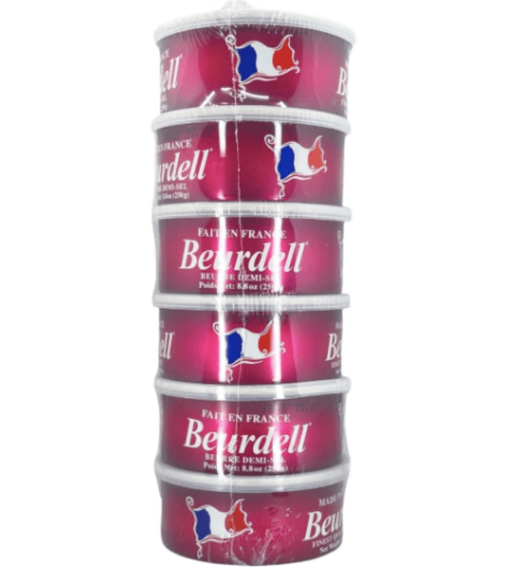Beurdell Canned French Butter ?100% Natural Salted Pasteurized Real Butter | Long Shelf Life Emergency Survival Food | Great for Cooking, Baking, RV & Camping | Pull Top Lid | Pack of 24 | France