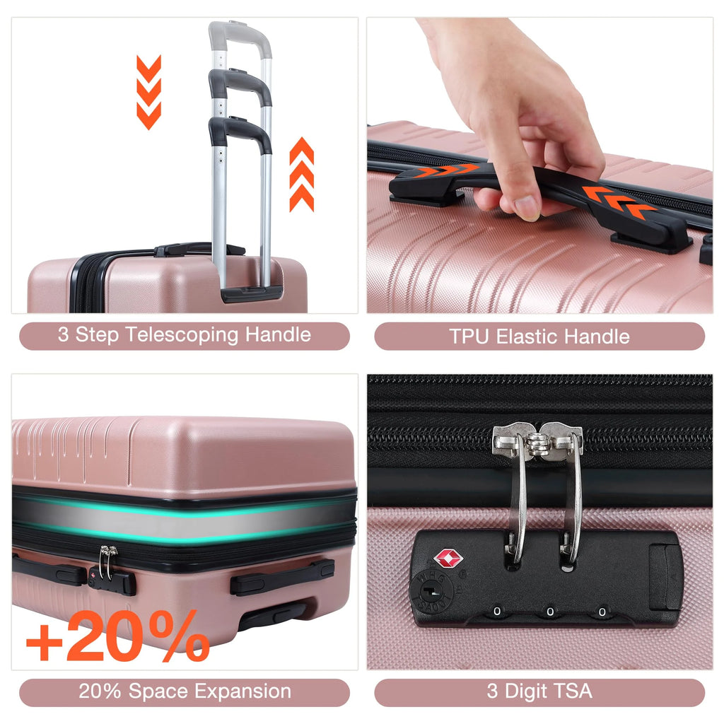 Danolapsi Luggage Sets 5 Piece Suitcases with Spinner Wheels,Womens Luggage Sets Carry on Bag Set,Hardside Carry On Suitcase Sets with Tsa Locks Duffel Bag,Travel Luggage