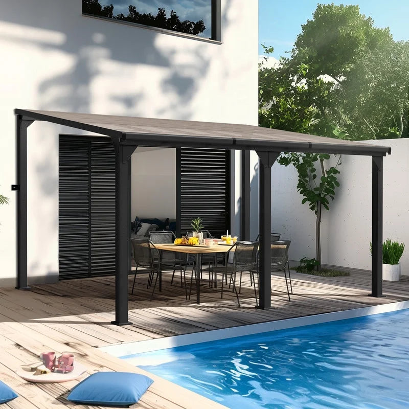 10 ft.10 ft. Hardtop Outdoor Gazebo Pergola Aluminum Framed with Sloping Pitched Roof for Garden, Patio