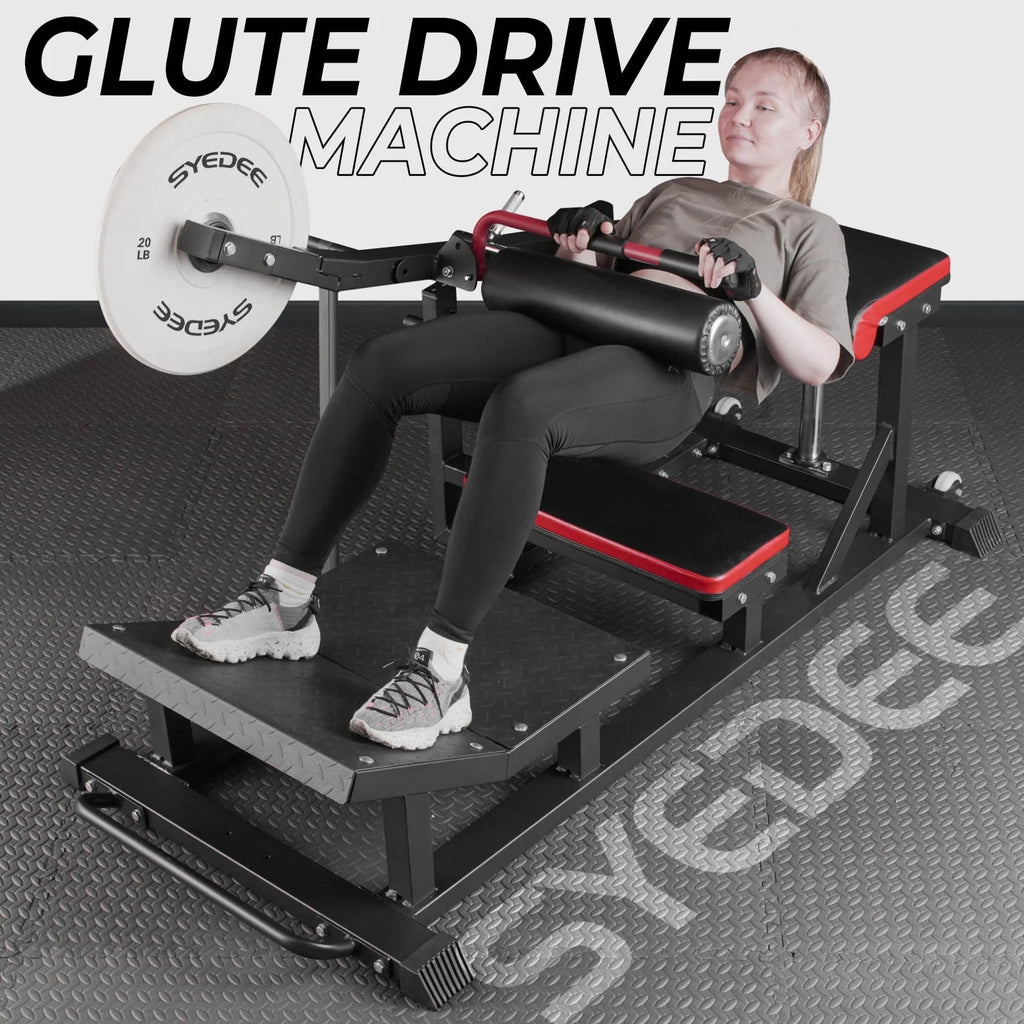 syedee Glute Bridge Machine, Heavy Duty Plate-Loaded Hip Thrust Machine, Glute Drive Machine for Glute Muscles Shaping(Red)