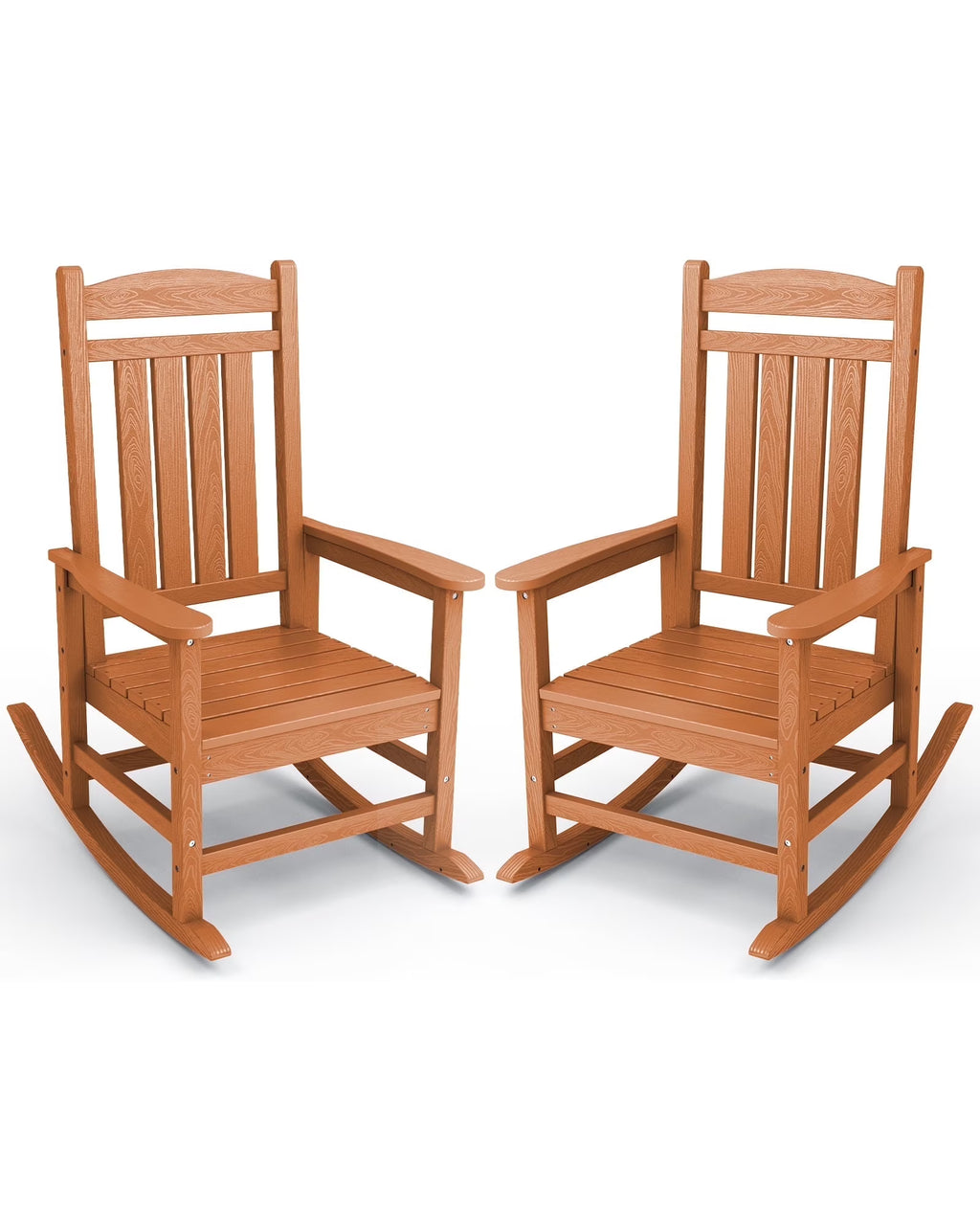 KINGYES Outdoor Rocking Chair Set of 2, HDPE Patio Rocking Chair, Heavy Duty Front Porch Rocker, Navy