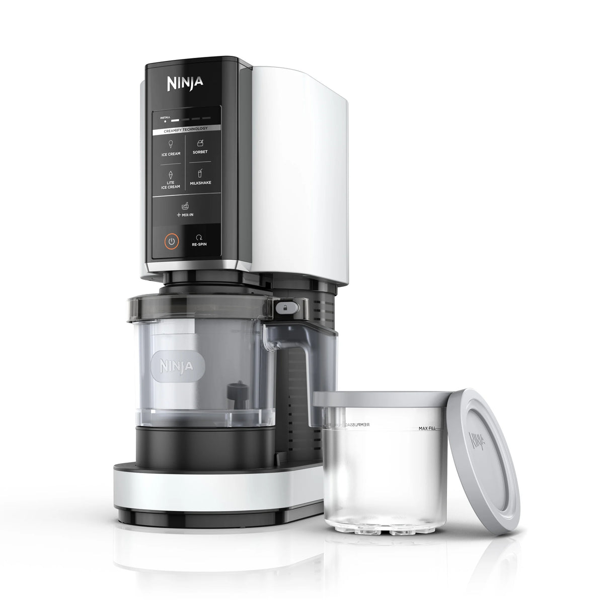 Ninja CREAMi Ice Cream Maker, for Gelato, Mix-ins, Milkshakes, Sorbet, Smoothie Bowls & More, 5 One-Touch Programs, with (2) 16 oz Pint Containers & Lids, Perfect for Kids, White, NC300WH