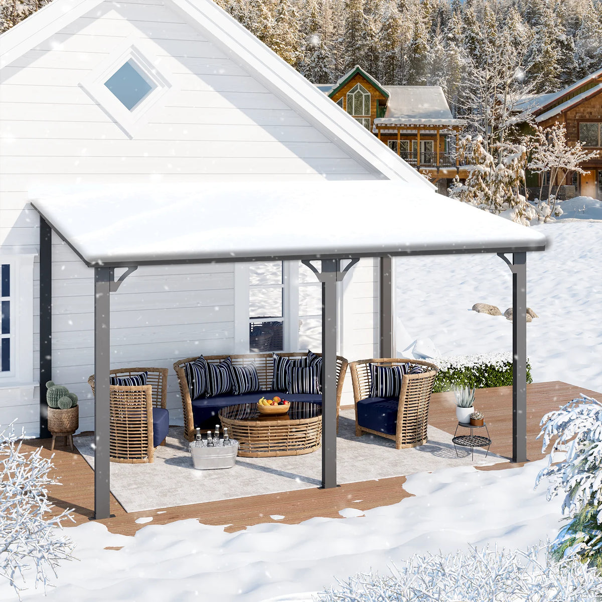 AECOJOY 10' x 12' Hardtop Gazebo, Heavy Duty Outdoor Gazebo with Galvanized Steel Sloping Roof, All Weatherproof Metal Gazebo Featuring Vertical Stripes for Patio, Backyard, and Lawns