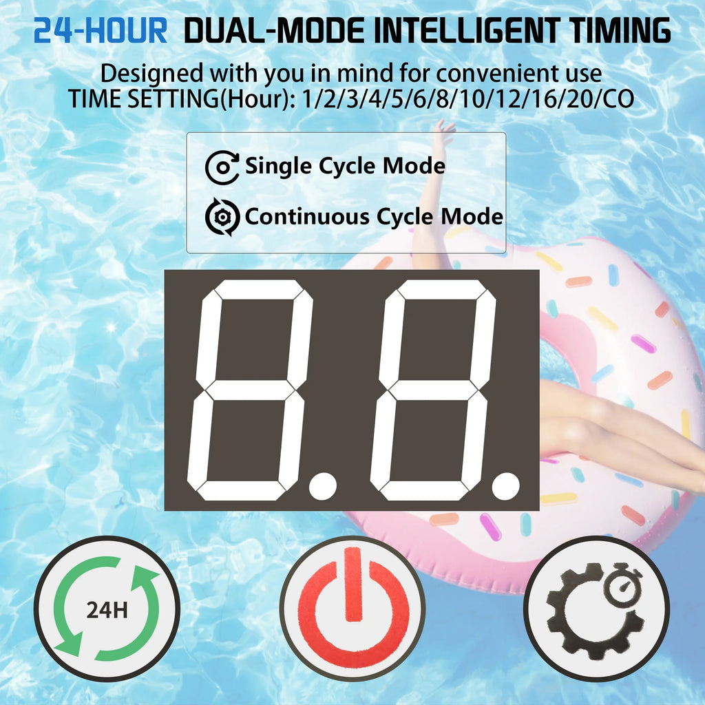 FOTING Sand Filter Pump for Above Ground Pool with Timer, 13in, Max 3800GPH for Pools Up to 13000GAL, 1HP, 6-Way Valve, Enhanced Circulation for Crystal-Clear Pool