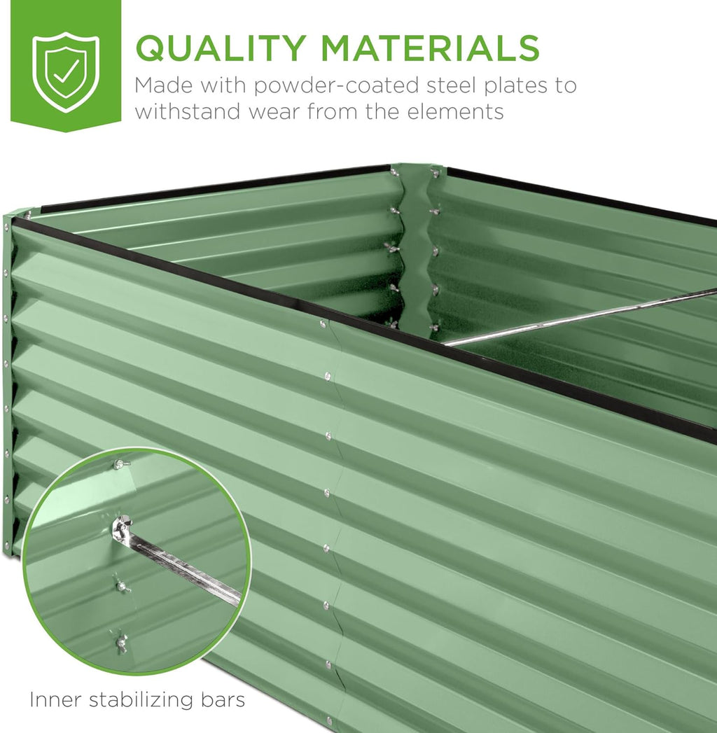 Gloaa 6x3x2ft Outdoor Metal Raised Garden Bed, Deep Root Box Planter for Vegetables, Flowers, Herbs, and Succulents w/ 269 Gallon Capacity Sage Green