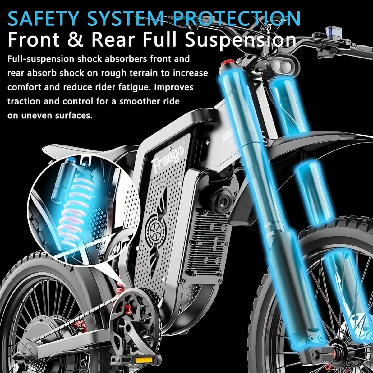 6000W(Peak) Motor 60V/35Ah Battery, Freego X2Pro Electric Motorcycle for Adults, Electric Bike  50MPH/7 Speed Off Road Electric Bicycle,19x2 Full Suspension/Four-Piston Hydraulic Brake UL2849MTB