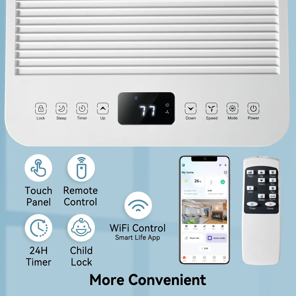 Bapipro 10,000 BTU Smart Portable AC - WiFi/Remote, 4-in-1 for 300 Sq.Ft, 24H Timer, Window Kit, 55dB, ETL Certified