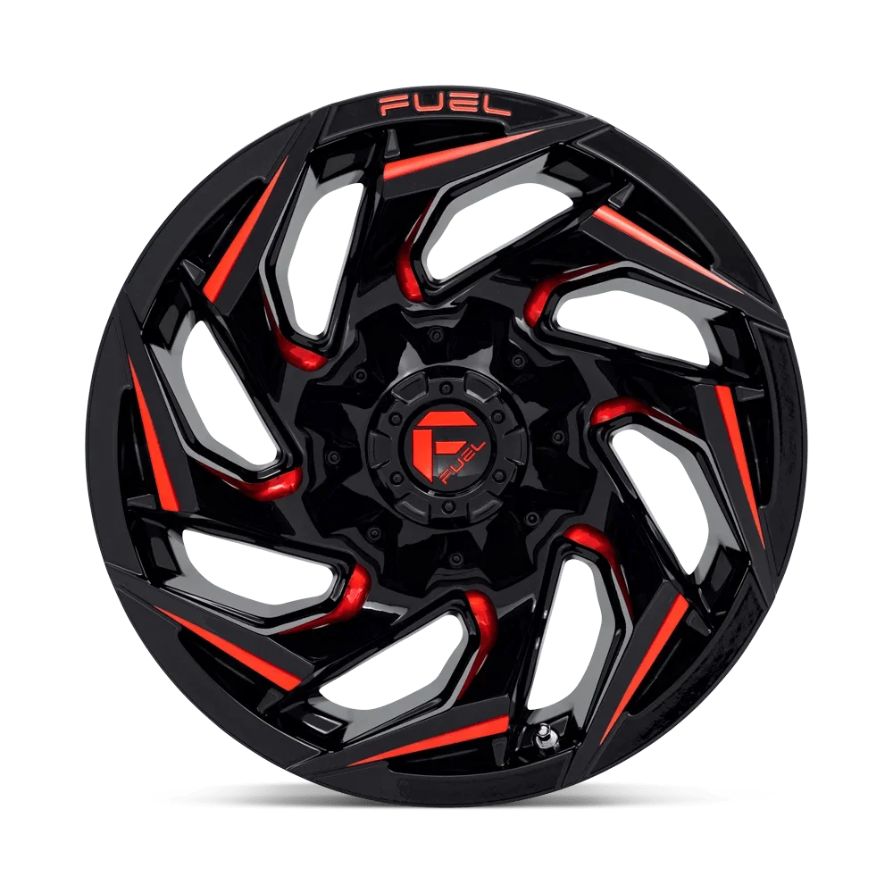 Fuel D755 Reaction 17X9 5X114.3/5X127 1Et 78Cb Gloss Black Milled With Red Tint Wheel