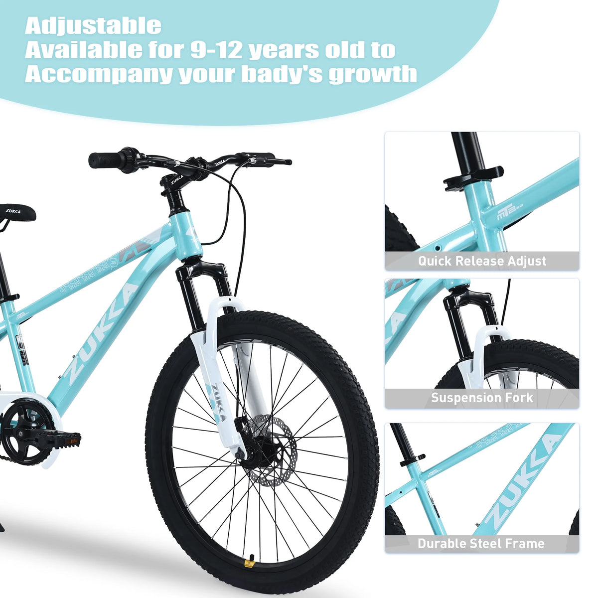 Mountain Bike,24 inch MTB for Boys and Girls Age 9-12 Years,Multiple Colors