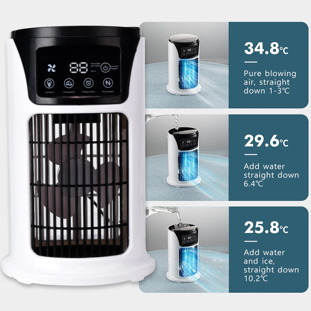KIZOCAY Portable air conditioner with 6 air speeds, 60 & 120 automatic oscillating evaporative air conditioning fan, quite air cooler humidifier, suitable for home office outdoor, white