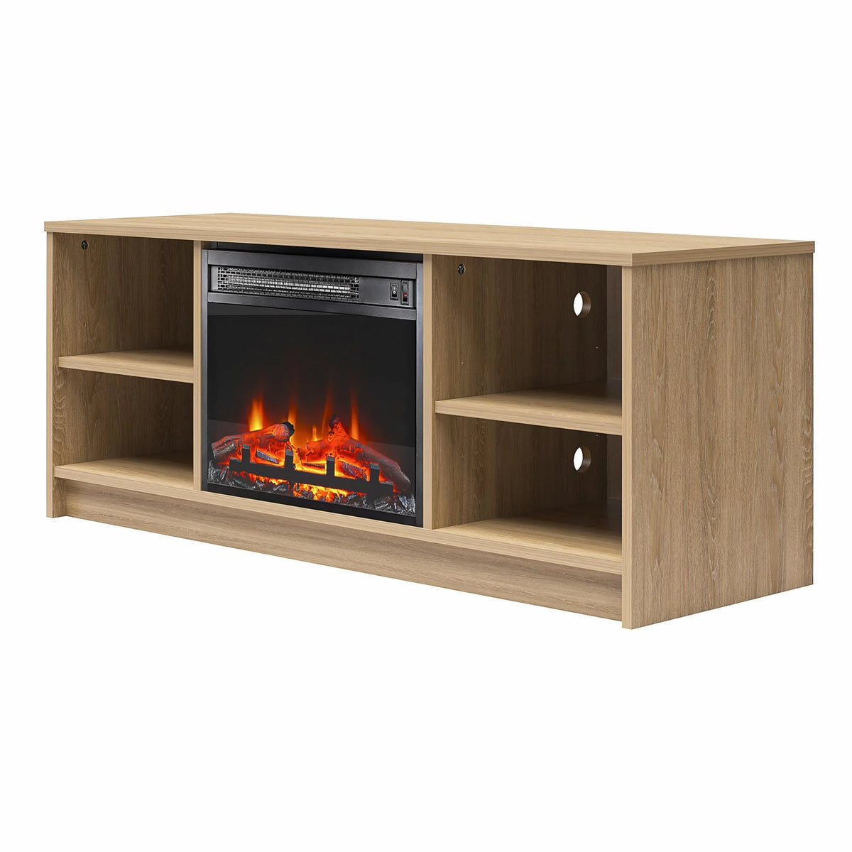 Mainstays Fireplace TV Stand, for TVs up to 55", Black Oak