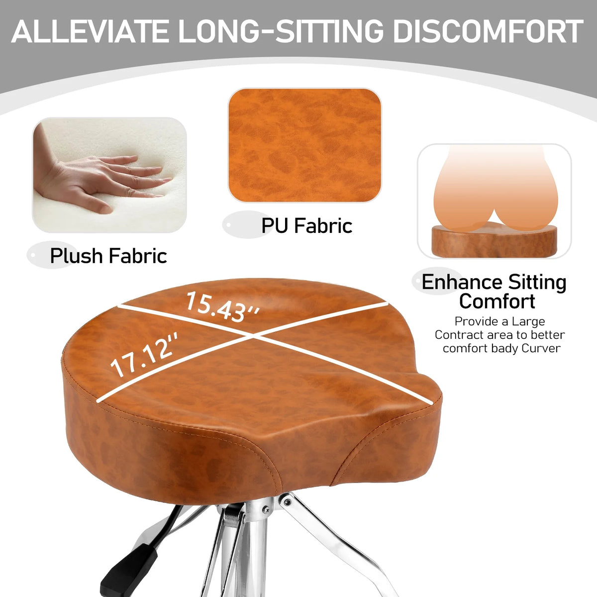 Ktaxon Adjustable Drum Throne with Backrest, 360 Rotating Hydraulic Seat, Thick Cushion for Home, Classroom, and Concert Use, Black
