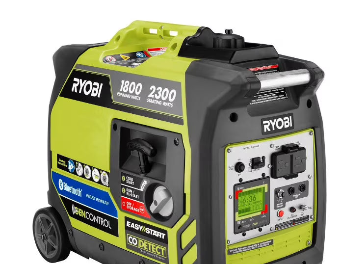 Ryobi 2,300-Watt Recoil Start Bluetooth Super Quiet Gasoline Powered Digital Inverter Generator with CO Shutdown Sensor