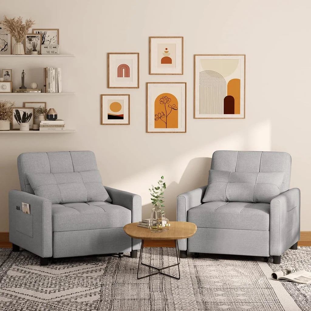 Convertible Sleeper Chair, Aiho 3-in-1 Convertible Sofa Bed Recliner Chair with Pull Out Couch - Dark Gray