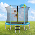 Noble House 8FT Outdoor Trampoline for Kids with Safety Enclosure Net, Basketball Hoop & Ladder, Blue