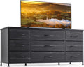 Wide Dresser TV Stand with 9 Drawers Dresser for Bedroom Chests of Drawers for Living Room, Black