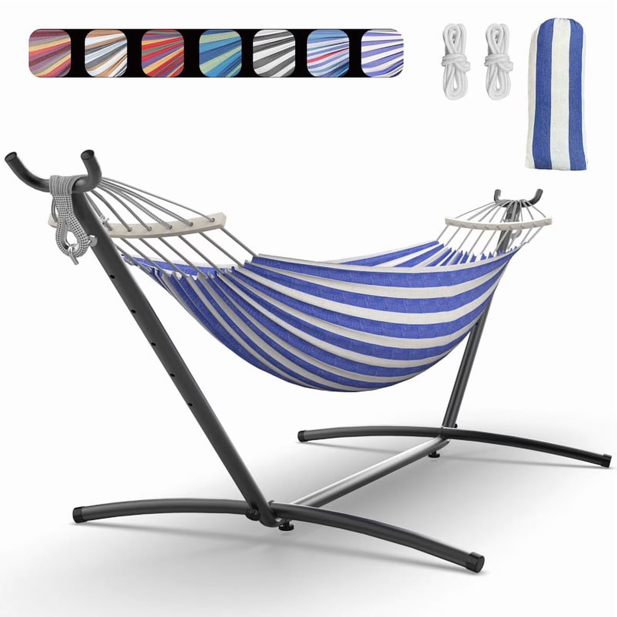 KEESTP Comfortable 2 Person Hammock with Stand,Portable Detachable Brazilian Hammock,450lb Capacity - Tropical