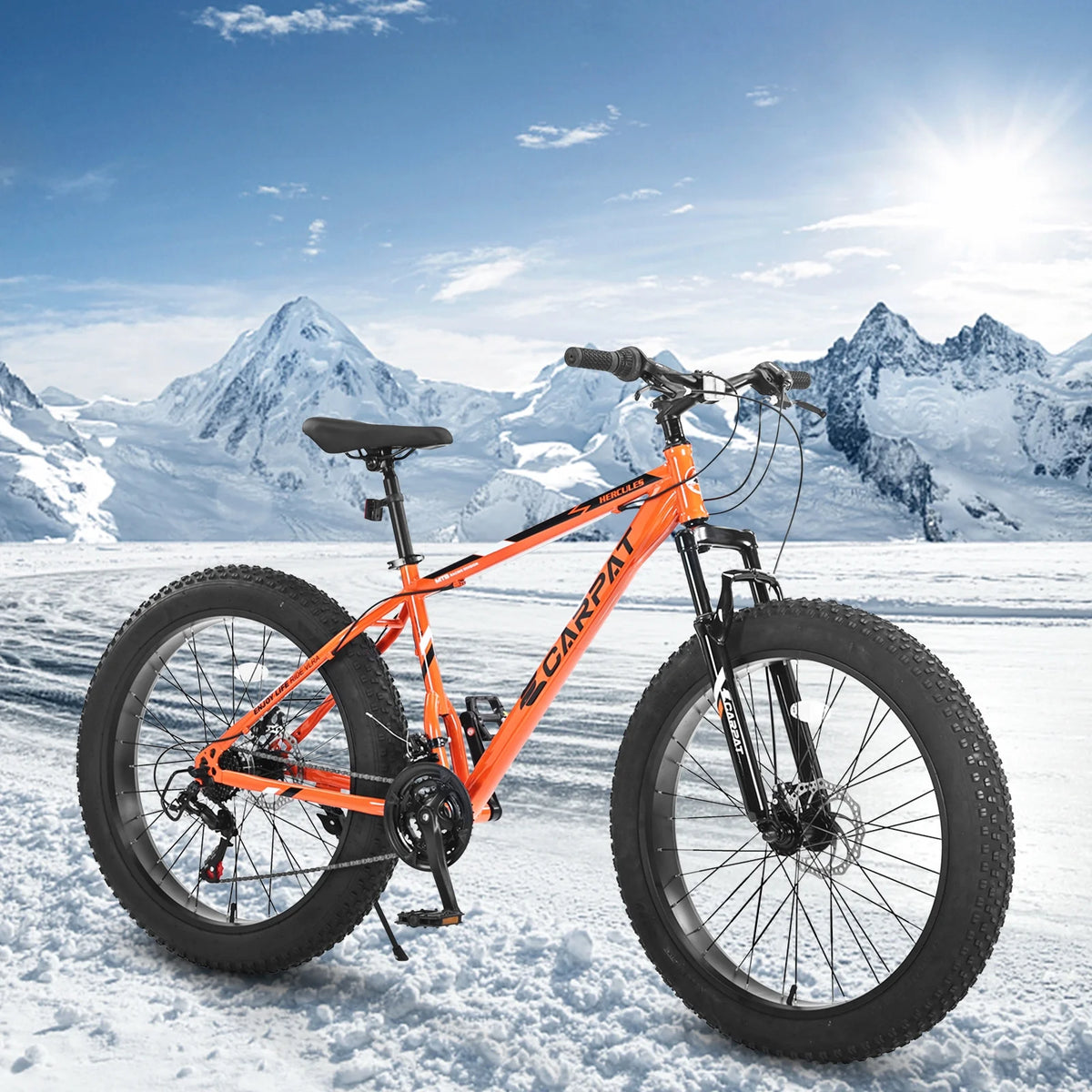 Ambifirner 26 inch City Bike Fat Tire Mountain Bike - Full Shimano 21 Speed - Dual Disc Brake - High-Carbon Steel Frame - Front Suspension for Gift