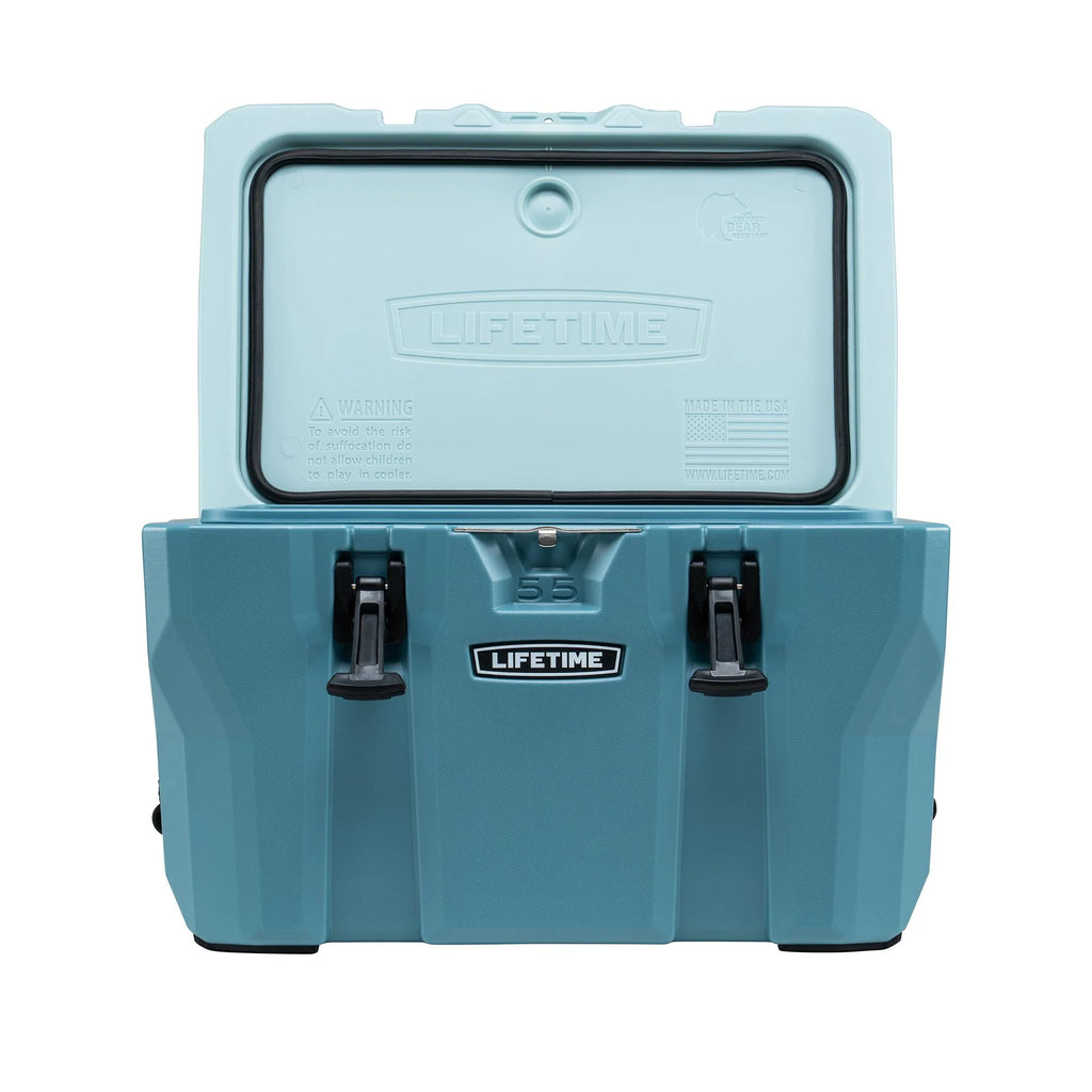 Lifetime 55 qt Bear-Resistant Camping Cooler, Premium High Performance, Ice Retention, Hard Cooler, 60 Can Capacity, Light Gray (90949)