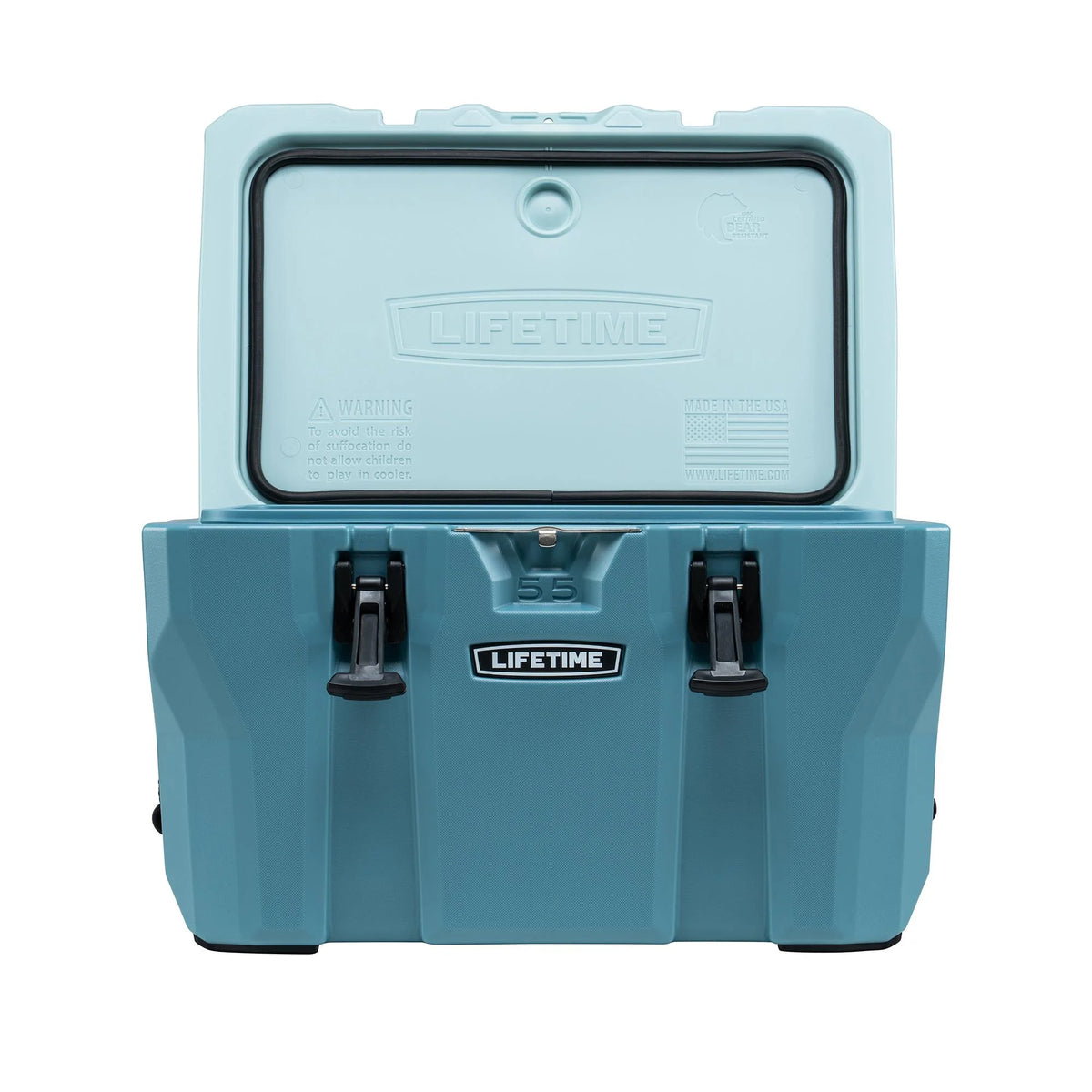 Lifetime 55 qt Bear-Resistant Camping Cooler, Premium High Performance, Ice Retention, Hard Cooler, 60 Can Capacity, Light Gray (90949)