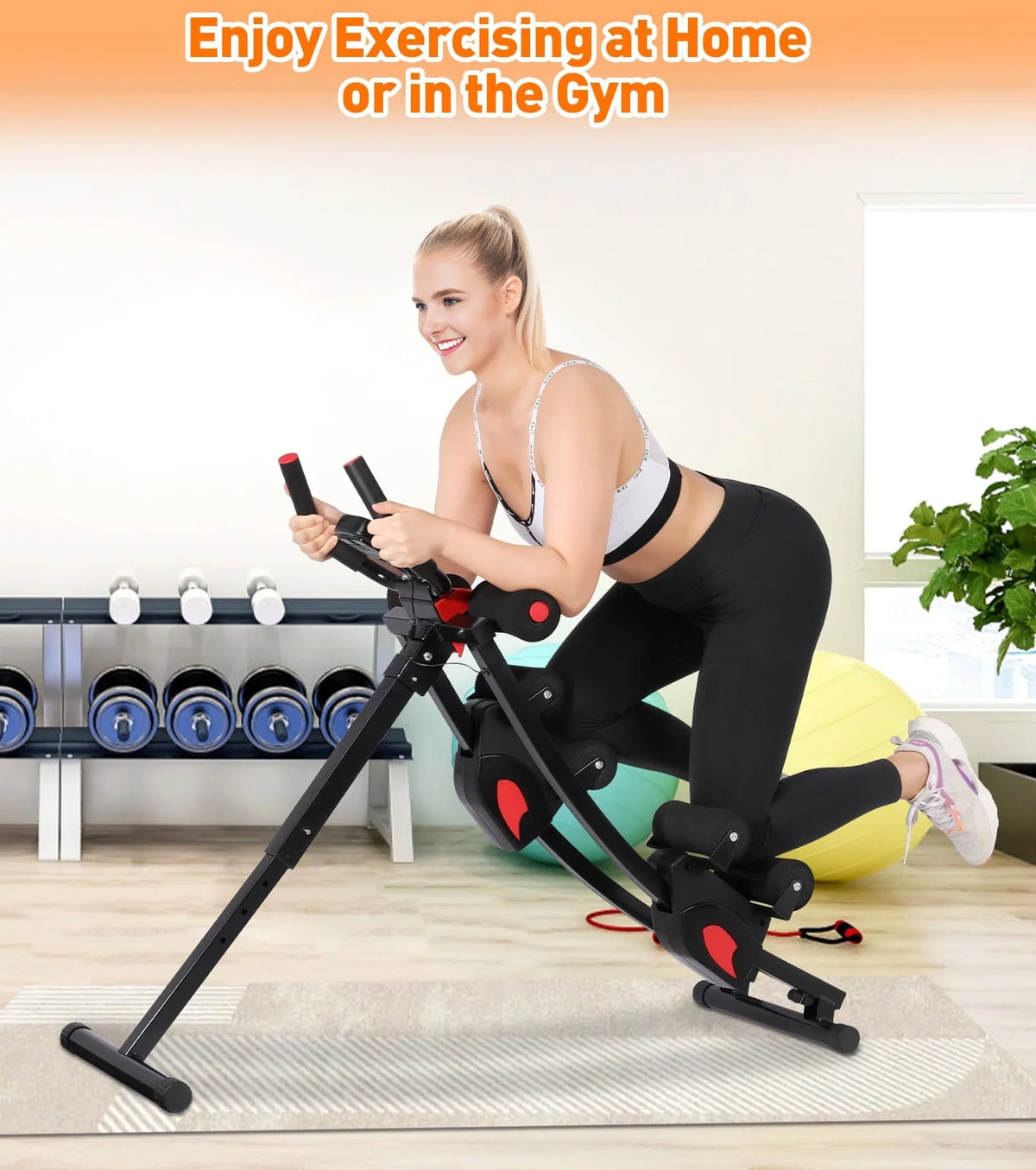GIKPAL Fitness Ab Machine, 4 Adjustable Resistance Levels Ab Workout Equipment for Home Gym, Height Adjustable Ab Trainer,  Foldable Fitness Equipment.440lbs Weight Capacity