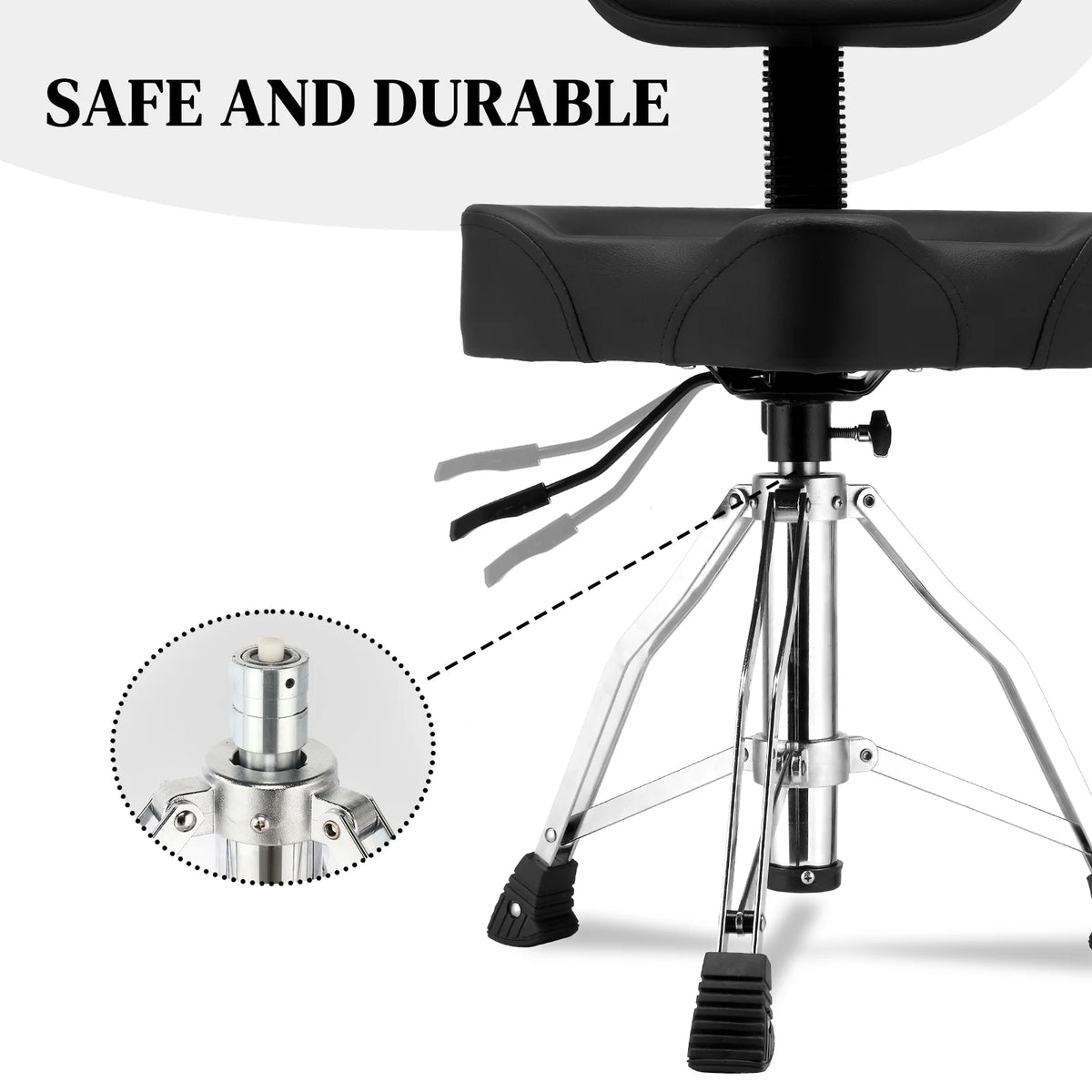 Ktaxon Adjustable Drum Throne with Backrest, 360 Rotating Hydraulic Seat, Thick Cushion for Home, Classroom, and Concert Use, Black