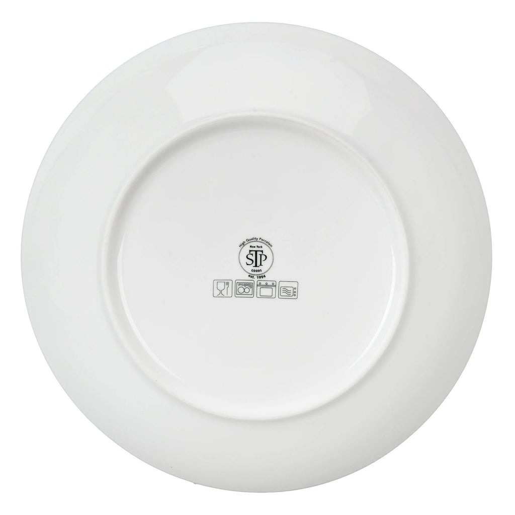 STP GOODS Melodie de Fleurs Bone China Dinnerware Set of 24 Service for 6 24-Piece Dish Set of Plates and Bowls, Blue Gold White