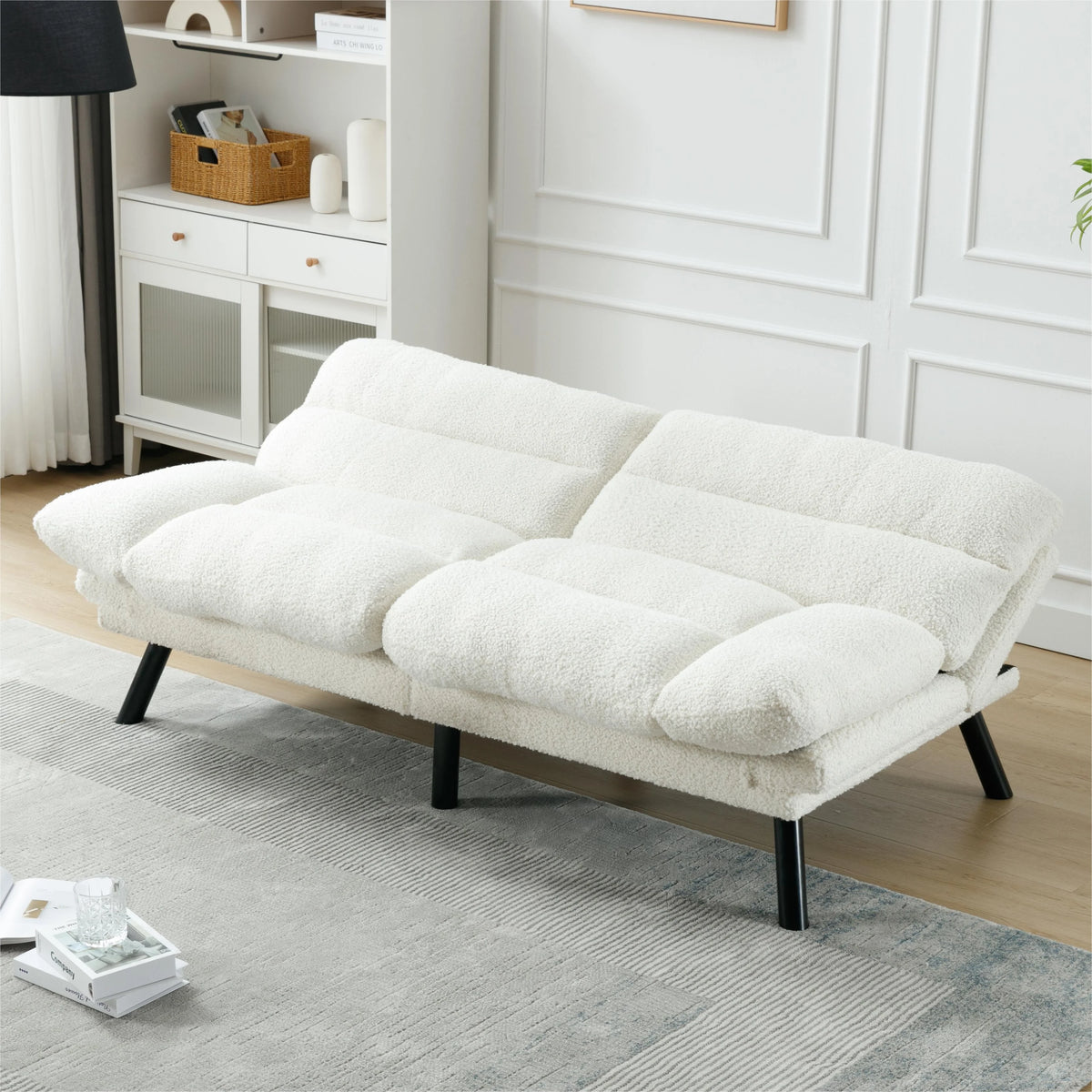 Memory Foam Futon,Convertible Futon Sofa Bed with Adjustable Armrests,Upholstered Futon Couch Sleeper Sofa for Compact Small Space,Rose Red