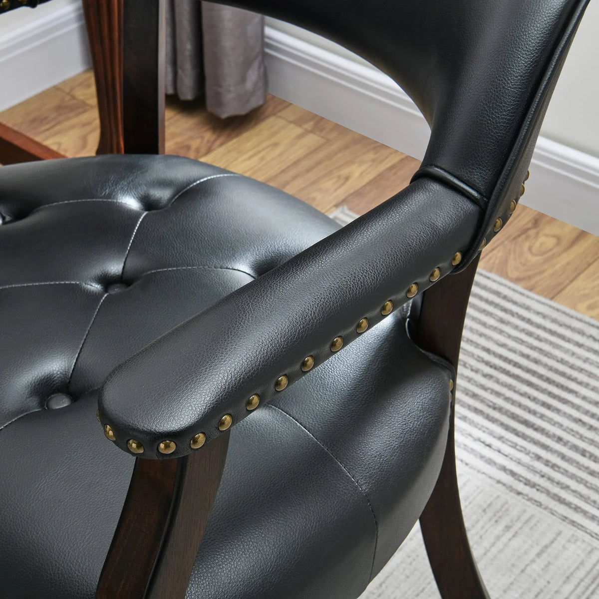Dining Chair with Casters, Captain's Chairs with Rollers Dinette Sets Poker Chairs with Wheels Kitchen Table Rolling Chairs High Back Chair On Caster(Black 318BK)
