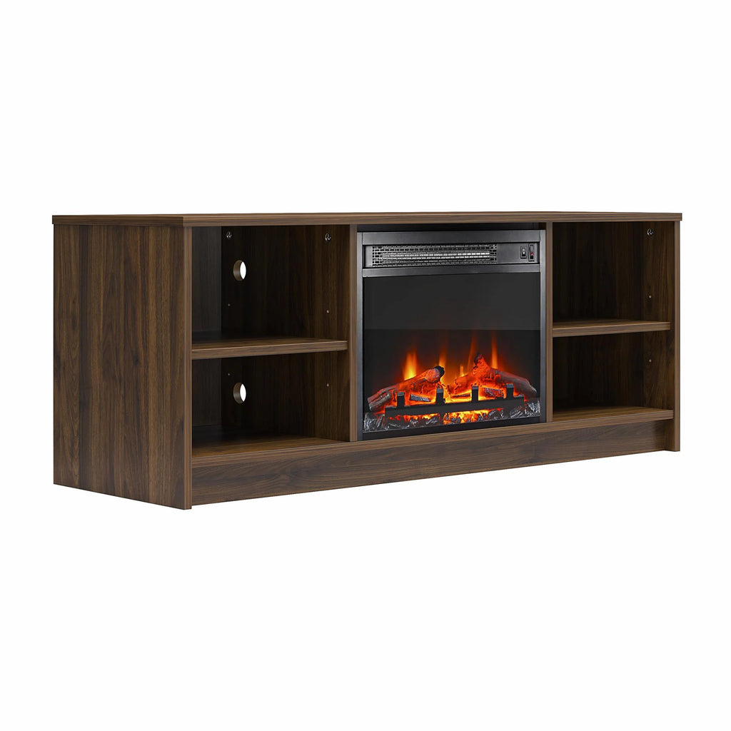 Mainstays Fireplace TV Stand, for TVs up to 55", Black Oak