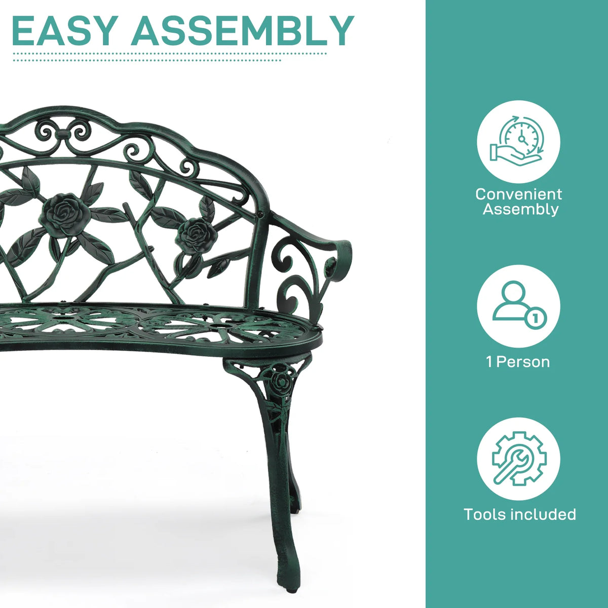 Ktaxon Outdoor Patio Park Garden Bench Courtyard Leisure Rose Cast Aluminum, Outdoor Loveset, Bronze