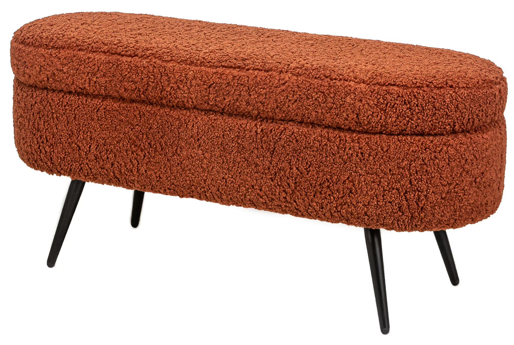Metal and White Boucle Storage Bench Modern Design Style Entryway