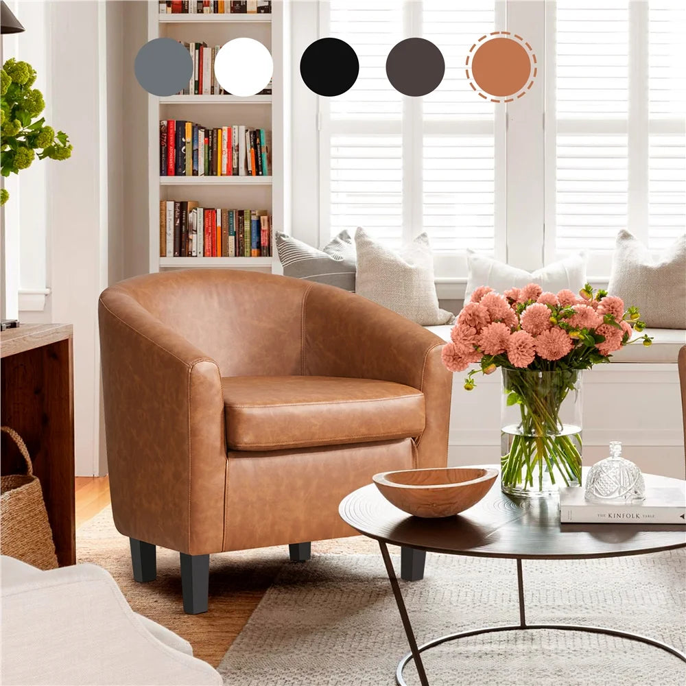 Yaheetech Faux Leather Accent Arm Chair For Living Room, Black