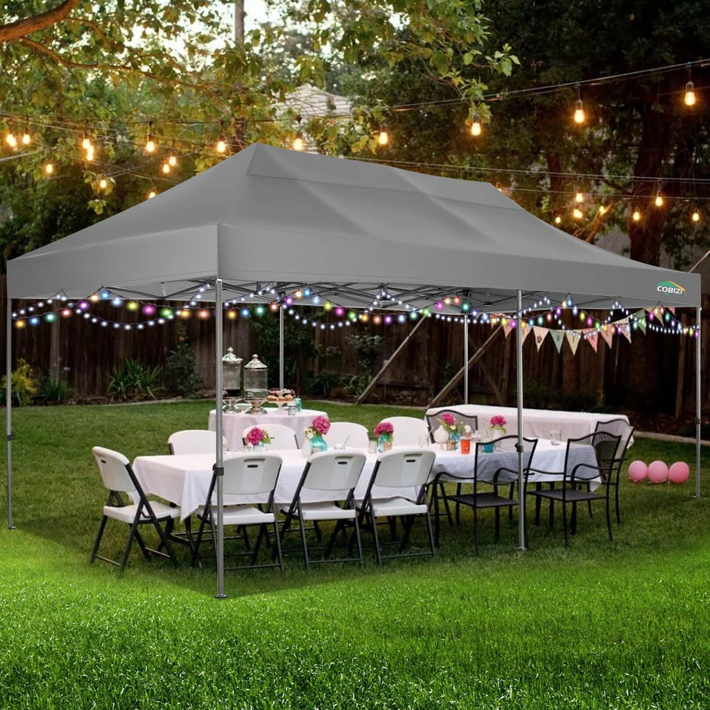 COBIZI 10x15ft Pop up Canopy, Heavy Duty Party Canopy Waterproof Commercial for Outdoor,Black