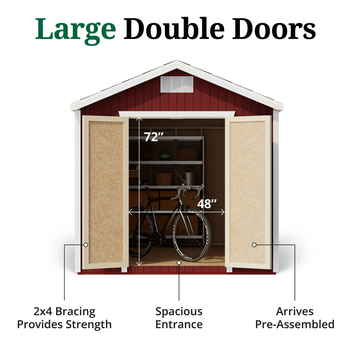 Little Cottage Co. 8x8 Classic Gable Shed, Outdoor Wood Storage Shed Do-It-Yourself Precut Kit