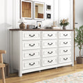 ChVans Farmhouse 12 Drawers Dresser for Bedroom, 63'' Wide Wood Rustic Chest of Drawers with Natural Texture, Vintage Design, Large Storage Dressers Organizer for Living Room, Hallway