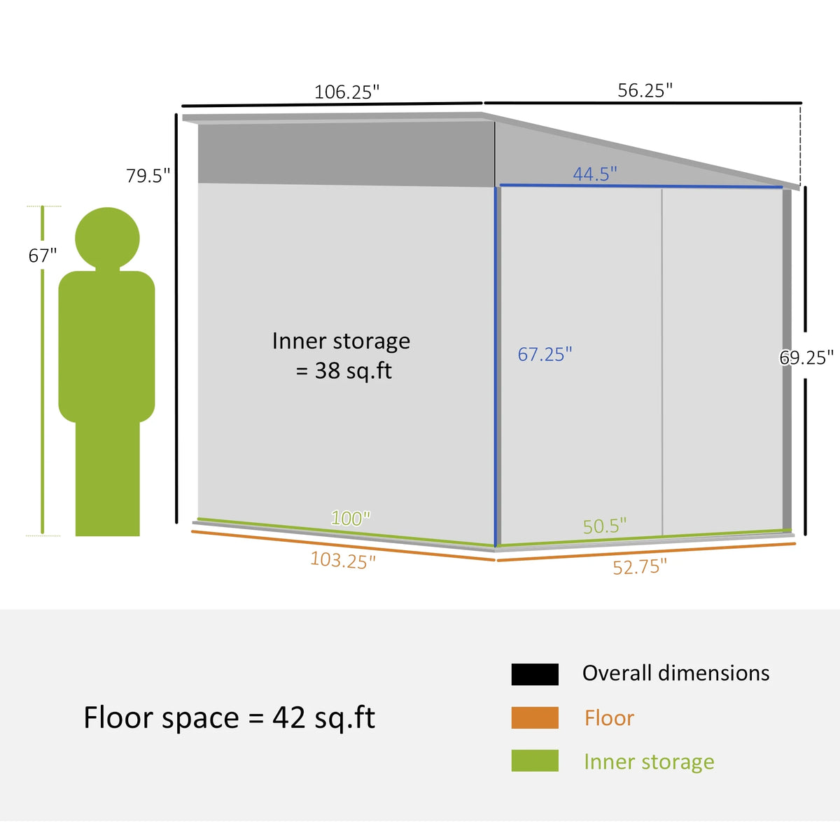 Outsunny Metal Outdoor Storage Shed with Lockable Doors, 3.3' x 3.4', Brown