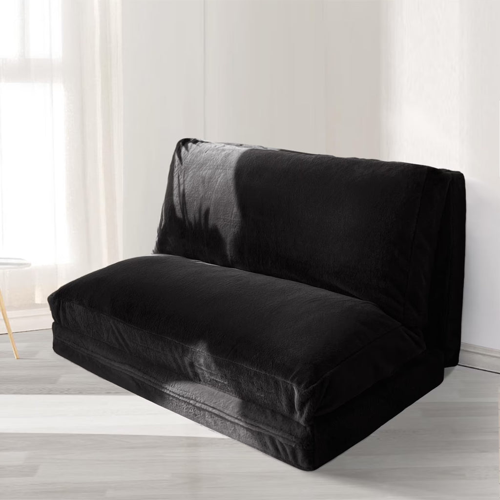 Folding Sofa Bed,Extra Thick and Long Fluffy 4 Position Convertible Flip Lounge Chair,Foam Filling Folding Matress Sofa Bean Bag with Washable Cover,Grey,39x95 Inch