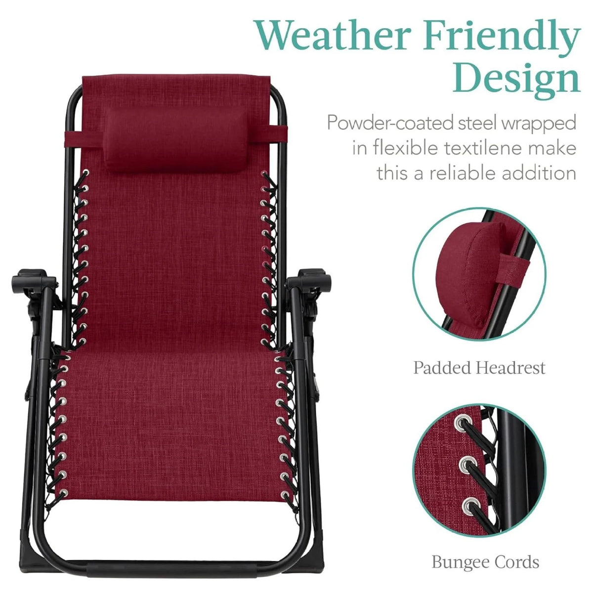 Oversized Chair, Folding Outdoor Patio Recliner, XL Anti Gravity Lounger w/Removable Cushion, Cup Holder, Side Tray, 350lb Capacity - Taupe