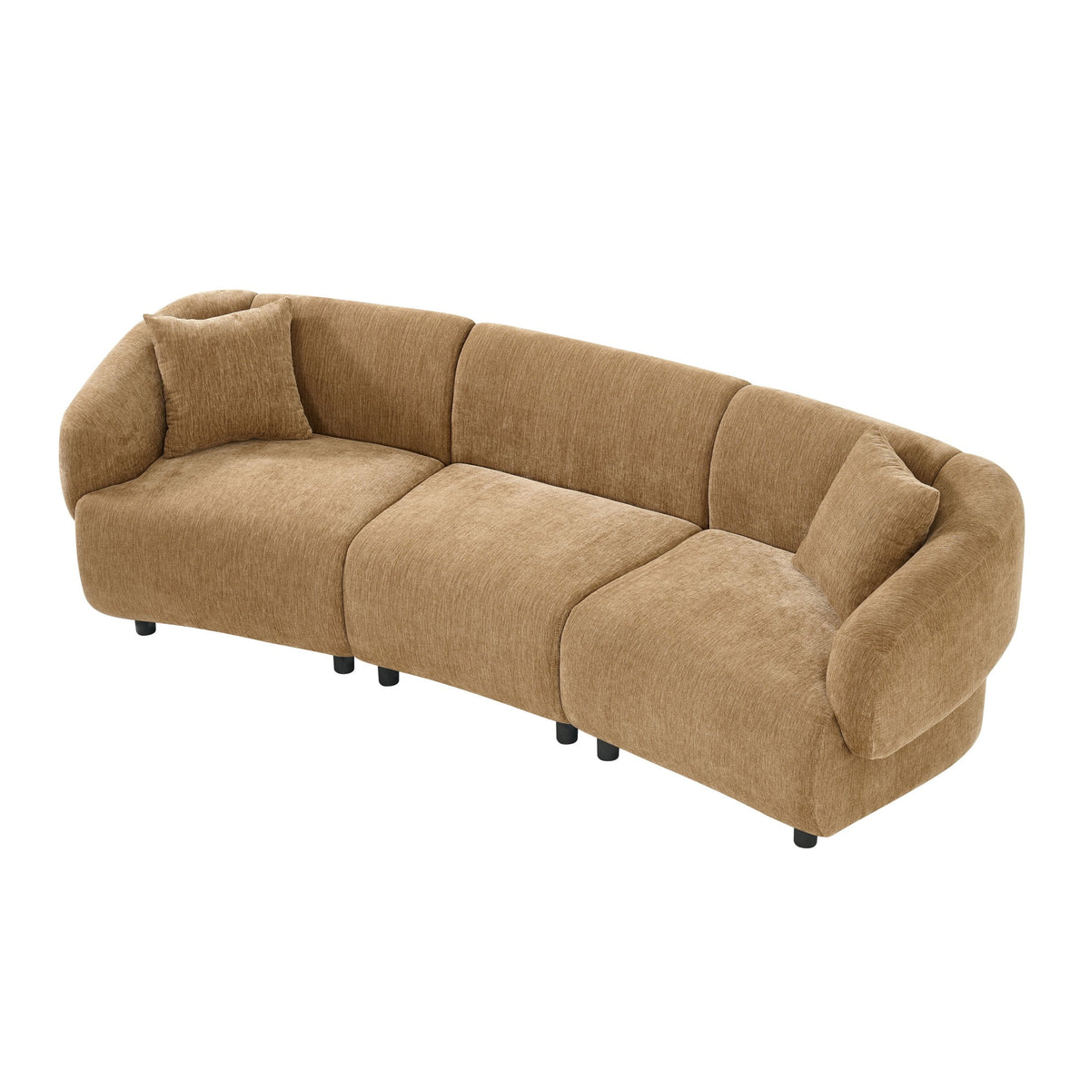 Christopher Knight Home 98.5" Curved Contemporary 3-Seat Sofa with Upholstered Plush Seating, Beige