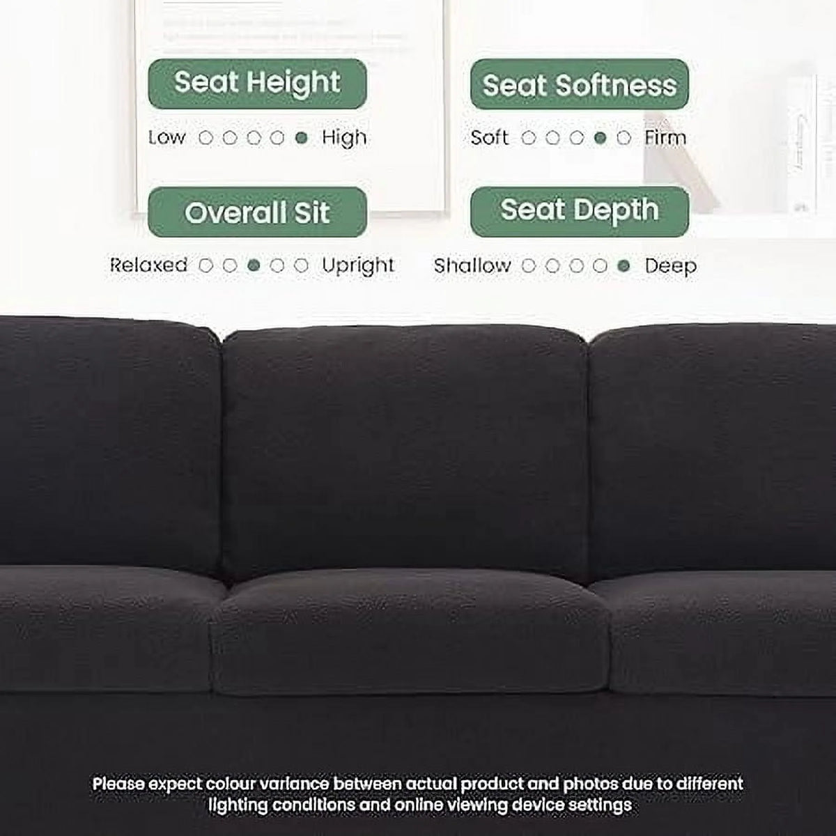 Techmilly Sofa,Comfort Modern Sofa,Extra Deep Seat,3 Seater,Living Room Apartment Lounge Sofa, Corduroy