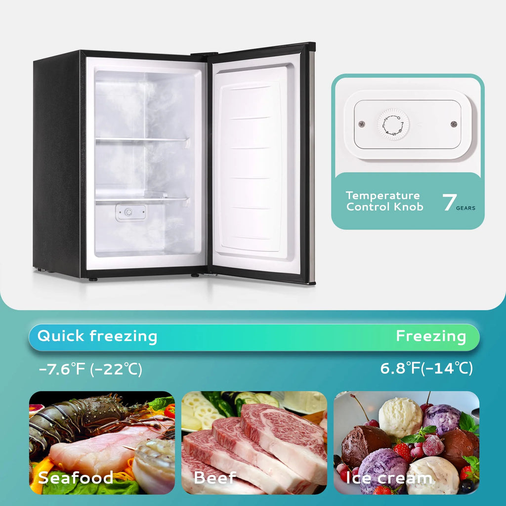 EUHOMY 3.0 Cubic Feet Single Door Compact Mini Upright Freezer