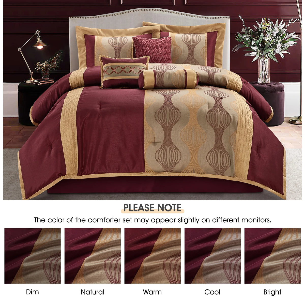 Lanco Black Silver Comforter Set , California King Size , 7 Pieces Fashion Jacquard Bedding Set
