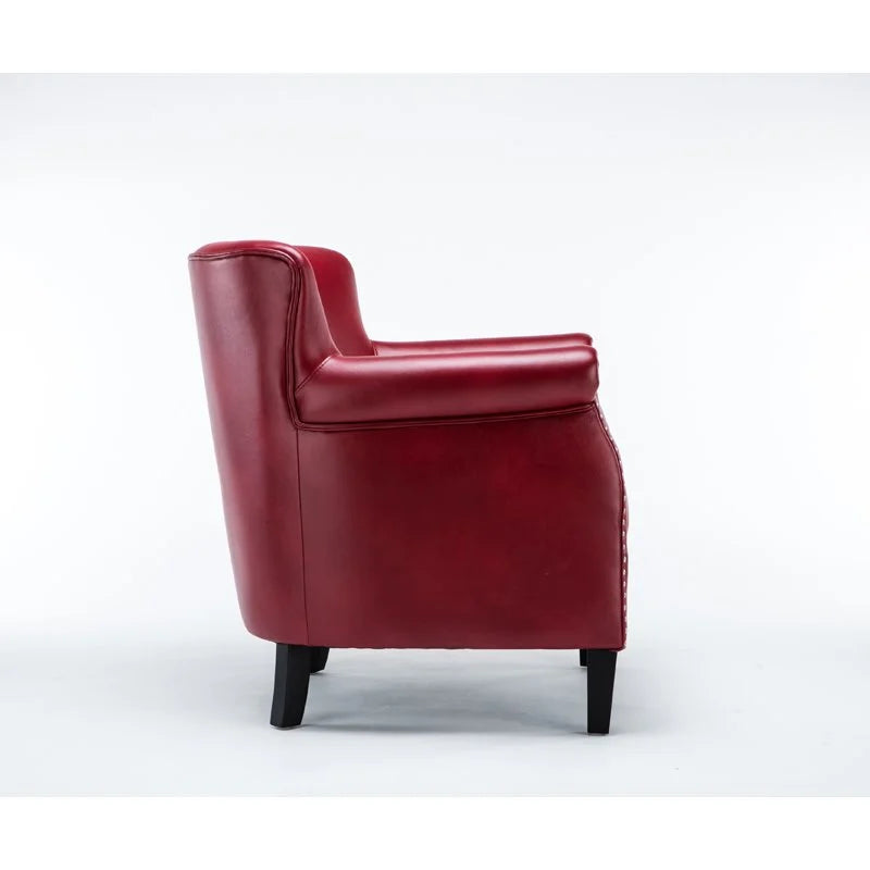 Comfort Pointe Holly Navy Blue Faux Leather Club Chair with Nail Head Trim